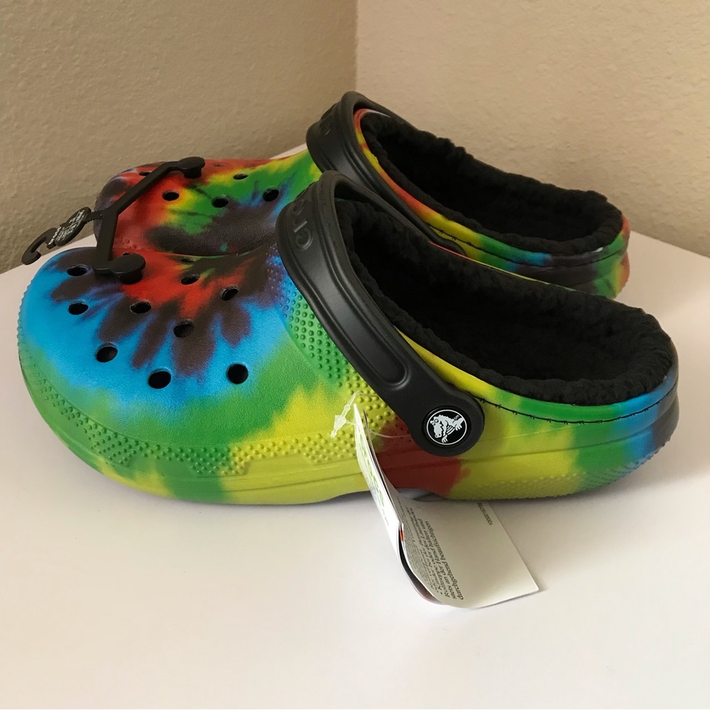 Crocs Classic Tie Dye Lined Clogs Shoes - Picture 10 of 14